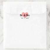 gestempeld hart Mr & Mrs trouwdatum Ronde Sticker (Tas)