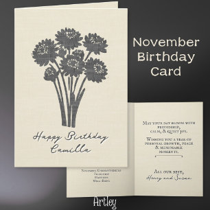 Gestempelde Chrysanthemum November Geboortemaand B Kaart