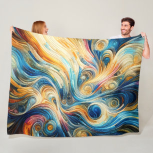 Gesteund Kleurrijk Abstract Ontwerp Fleece Deken