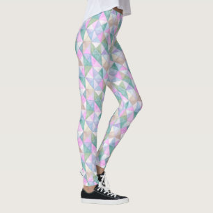 Gesteven driehoeken in roze mint en salie leggings