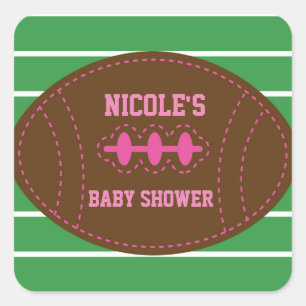 Gesteven PINK voetbal baby shower feest sticker