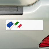Gestevigde vlaggen in de EU en Italië Bumpersticker (Op auto)