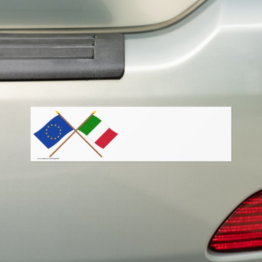 Gestevigde vlaggen in de EU en Italië Bumpersticker (Op auto)
