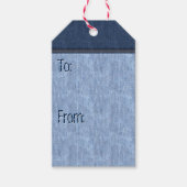 Gestikt en geklonken blauw denim (To-From) Cadeaulabel (Voorkant)