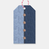 Gestikt en geklonken blauw denim (To-From) Cadeaulabel (Achterkant)