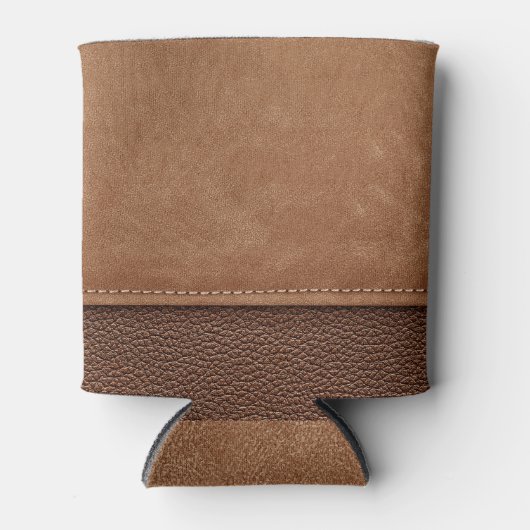 Gestikt leer: grijze, zwarte achtergrond. blikjeskoeler (Voorkant)