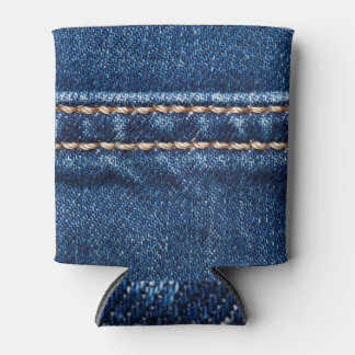 Gestikte denim: close-up jeans textuur. blikjeskoeler