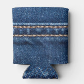 Gestikte denim: close-up jeans textuur. blikjeskoeler (Achterkant)