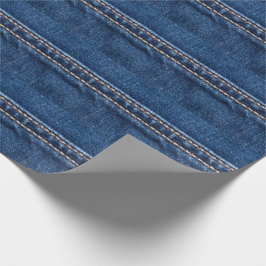 Gestikte denim: close-up jeans textuur. cadeaupapier (Hoek)