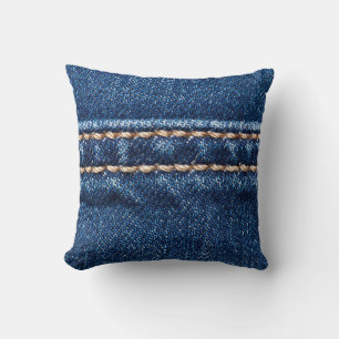 Gestikte denim: close-up jeans textuur. kussen