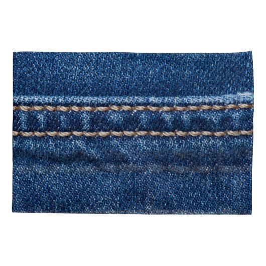 Gestikte denim: close-up jeans textuur. kussensloop (Achterkant)