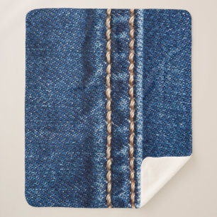 Gestikte denim: close-up jeans textuur. sherpa deken