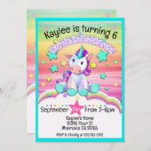 Gestikte Eenhoorn verjaardagsfeestuitnodiging Kaart (Voorkant / Achterkant)