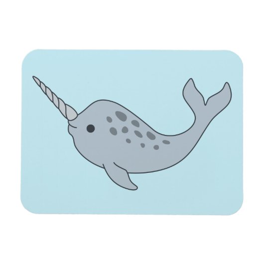 Gestikte Narwhal Magnet Magneet (Horizontaal)