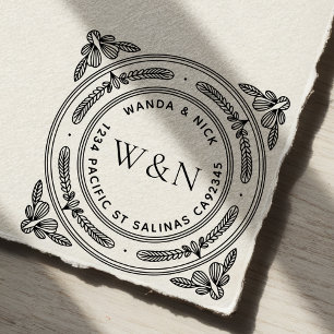 Gestileerd blad Houten Retouradres Stempel