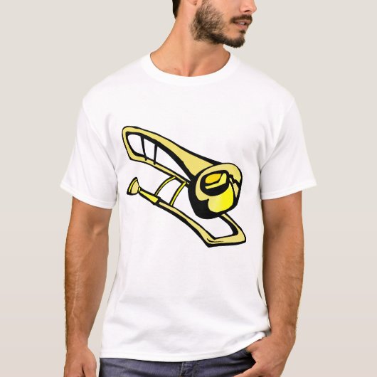 gestileerd geel afbeelding met trombone t-shirt (Voorkant)
