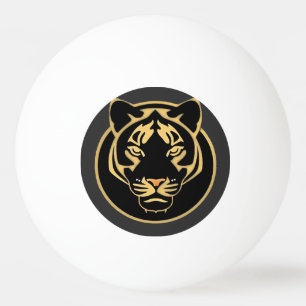 Gestileerd gouden tijgerlogo-ontwerp pingpongballen