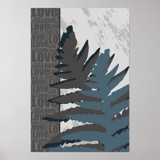 Gestileerd grijs varenblad poster (Voorkant)