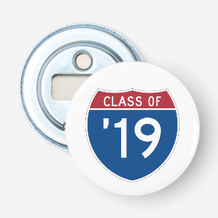 Gestileerd Interstate bord Klas van 2019 Button Flesopener