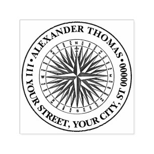  gestileerd kompas Roos naam retouradres Zelfinktende Stempel