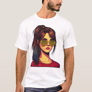 Gestileerd Meisjesportret T-shirt
