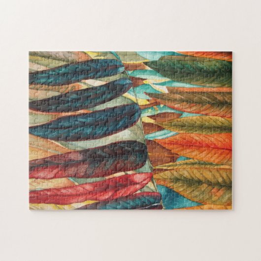 gestileerd modern op afbeelding van herfstbladkleu legpuzzel (Horizontaal)