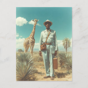 Gestileerd Safari Portret Giraffe Woestijn Landsch Briefkaart