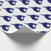 gestileerd Zee Lion Silhouette Blue Cadeaupapier (Hoek)