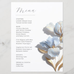 Gestileerde 3D leliebloemen blauw goud Menu