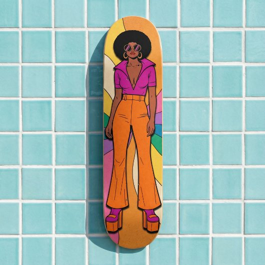Gestileerde Afro-Amerikaanse jaren 70 Retro Mode Skateboard