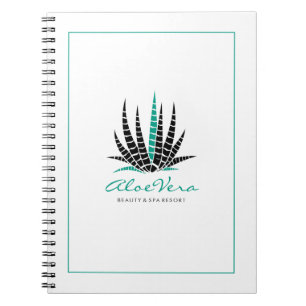 Gestileerde Aloe Vera-illustratie in wit en turquo Notitieboek