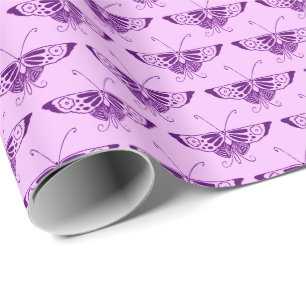 Gestileerde Art Deco vlinder - paars en orchidee Cadeaupapier
