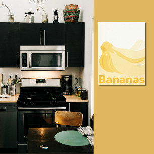 Gestileerde bananen Geelachtig-witte keukenmuur Canvas Afdruk