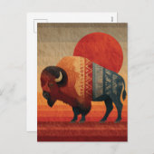 Gestileerde bizon met Indiaanse patronen Feestdagenkaart (Voorkant / Achterkant)