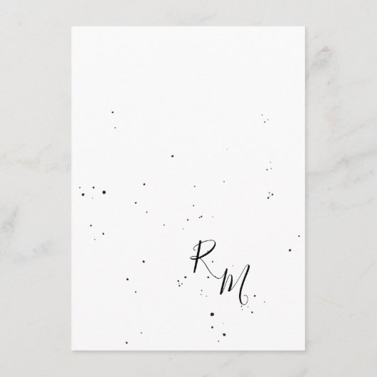 Gestileerde bloeiende tak en inktdruppels informatiekaartje (Achterkant)