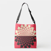 Gestileerde bloem: zwart rood ivoor crossbody tas (Achterkant)