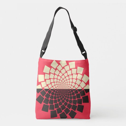 Gestileerde bloem: zwart rood ivoor crossbody tas (Achterkant)