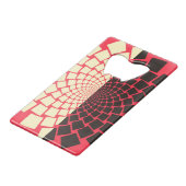 Gestileerde bloem: zwart rood ivoor kredietkaart flessenopener (Achterkant Gekanteld)