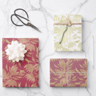 Gestileerde Bloemen Art Deco Bourgondië Inpakpapier Vel