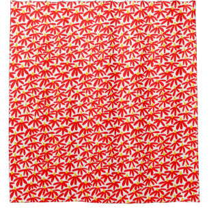 Gestileerde Bloemen - Rood, Amber en Wit Douchegordijn