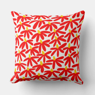Gestileerde Bloemen - Rood, Amber en Wit Kussen