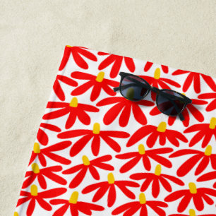 Gestileerde Bloemen - Rood, Amber en Wit Strandlaken