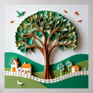 Gestileerde boom #3 Decoratieve muurkunst Poster