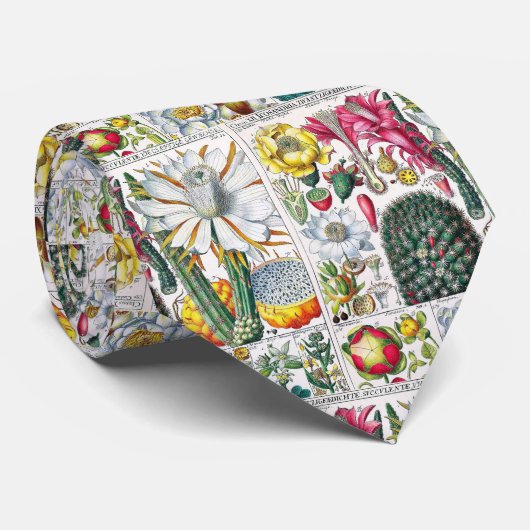  gestileerde Cactus Botanische Boek Bord #32 Stropdas (Opgerold)