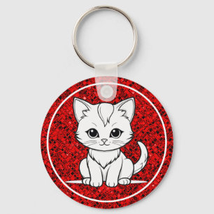 Gestileerde Cat Kitten Line Art Design-52315 Sleutelhanger