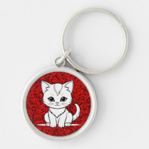 Gestileerde Cat Kitten Line Art Design-52315 Sleutelhanger