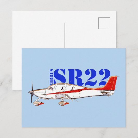 Gestileerde Cirrus SR22 vliegtuig met gedurfde typ Briefkaart (Voorkant / Achterkant)