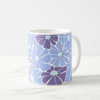 Gestileerde daisy digitale patroon - blauw koffiemok