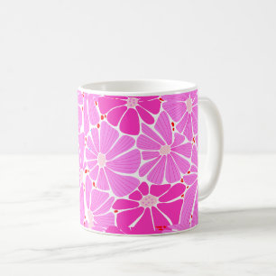 Gestileerde daisy digitale patroon - roze koffiemok