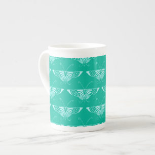 Gestileerde Deco vlinder - turquoise en aqua Porselein Kop